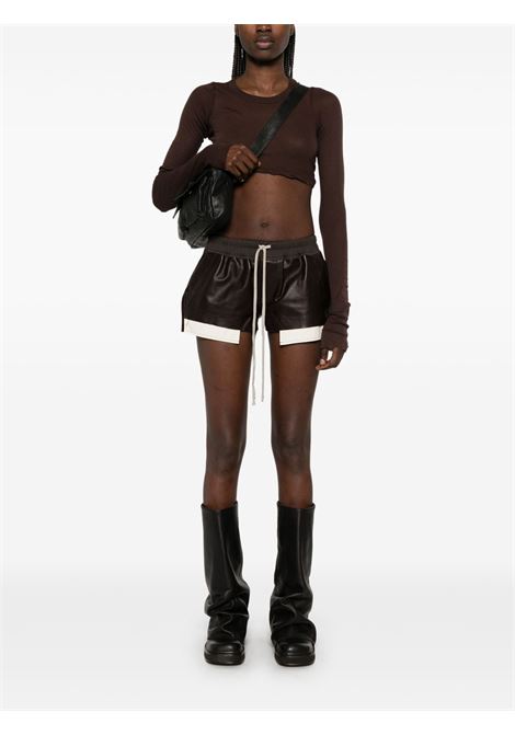 Brown Fog leather shorts Rick owens - women RICK OWENS | RP01E7316LBY14